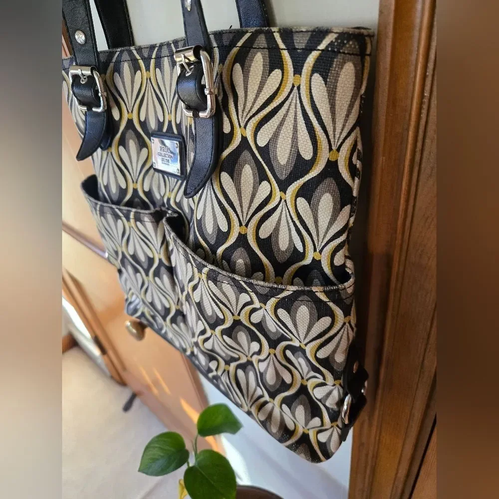 Relic by Fossil Geometric Canvas Tote Bag – Grey, Black & Yellow
